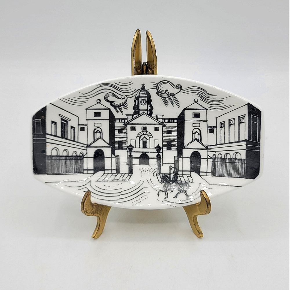 Foley Old London Prints Whitehall Dish – Black Transferware Trinket Tray